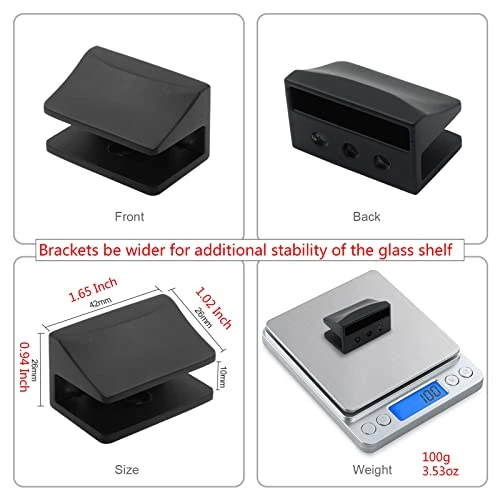 APROTOSS Upgrade Your Bathroom With Our Sleek 16-inch Glass Shelves! Glass Shelves With Black Brackets,Glass Wall Shelves Giving Your Space A Modern Touch.2-Pack 7 APROTOSS Upgrade Your Bathroom With Our Sleek 16-inch Glass Shelves! Glass Shelves With Black Brackets,Glass Wall Shelves Giving Your Space A Modern Touch.2-Pack - Image 5