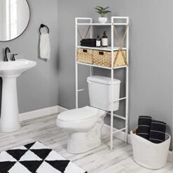 Honey-Can-Do Decorative Over-The-Toilet Space Saver With Woven Baskets BTH-09392 White