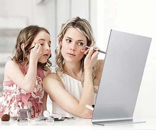 NEZZOE Modern Makeup Mirror, 12" Length Aluminum Desk Mirror, Vanity Mirror For Counter, Bedroom, Bathroom, Dorm 6 NEZZOE Modern Makeup Mirror, 12" Length Aluminum Desk Mirror, Vanity Mirror For Counter, Bedroom, Bathroom, Dorm - Image 4