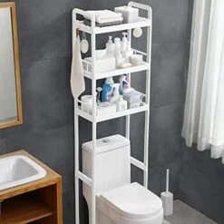 HAZEK Bathroom Shelf Over Toilet, Storage Over Toilet Bathroom Organizer, Pace-Saving, Easy Assembly, Fit Most Toilets