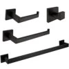 VELIMAX Premium Stainless Steel 4 Pieces Bathroom Hardware Accessories Set Wall Mounted Towel Bar Set, Matte Black, 23.6-Inch -Moen Shop 413vxkQrbUL