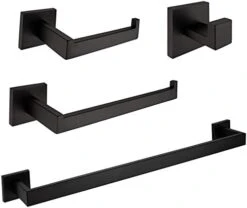 VELIMAX Premium Stainless Steel 4 Pieces Bathroom Hardware Accessories Set Wall Mounted Towel Bar Set, Matte Black, 23.6-Inch -Moen Shop 413vxkQrbUL. AC