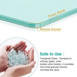 HOMEIDEAS Bathroom Glass Shelf - 16.5 Inch Tempered Glass, Wall Mounted Brushed Nickel Shelf - Rustproof SUS 304 Stainless Steel Frosted Glass Shelf -Moen Shop 413x5TykrHL