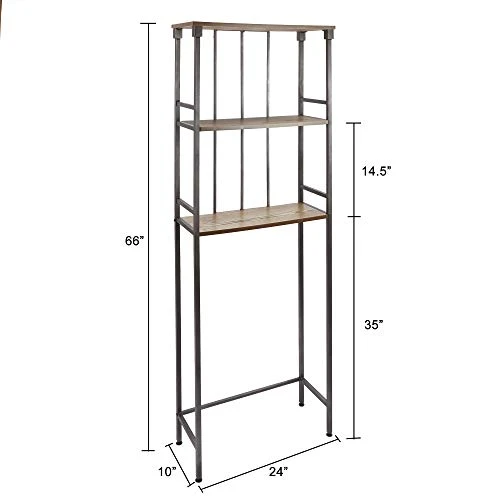 Silverwood Mixed Material Bathroom Collection 3-Tier Spacesaver, 66" H, Gunmetal 4 Silverwood Mixed Material Bathroom Collection 3-Tier Spacesaver, 66" H, Gunmetal - Image 2