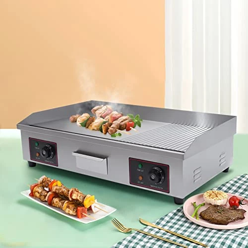29" Commercial Griddle Electric Flat Top Grill, 110V Electric Flat Top Griddle Non-Stick, Stainless Steel Restaurant Teppanyaki Griddle with 122~572℉ Adjustable Temperature Control 3 29" Commercial Griddle Electric Flat Top Grill, 110V Electric Flat Top Griddle Non-Stick, Stainless Steel Restaurant Teppanyaki Griddle with 122~572℉ Adjustable Temperature Control