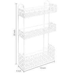 MyGift Wall Mounted White Metal 3 Tiered Hanging Bathroom Shelf, Decorative Kitchen Shelf Organizer Spice Rack With Victorian Cutout Design -Moen Shop 414LKukZEzL