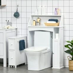 Kleankin Over The Toilet Storage, Bathroom Organizer With Adjustable Inner Shelf, And Door Cabinet, White