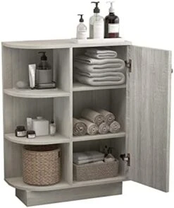 ELESS HOME Bathroom Storage Cabinet, Bathroom Floor Cabinet, Bathroom Cabinets Freestanding With 1 Door And 3 Open Shelves For Living Room Bathroom Home Office -Moen Shop 414RgNGgBKL. AC