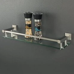 Alise GC2000-LS SUS 304 Stainless Steel Bathroom Glass Shelf Wall Mount 20 Inch,Brushed Nickel -Moen Shop 414nfzFV5GL