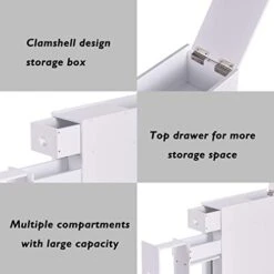 Small Bathroom Storage Cabinet, Free Standing Storage Cabinet With Slide Out Drawers, Narrow Floor Bathroom Organizer Next To Toilet, Bathroom Toilet Paper Holder, 19 X 6.5 X 23 Inches (Black)(White) -Moen Shop 414yzqgNZEL