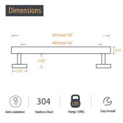 NearMoon Bathroom Towel Bar, Bath Accessories Thicken Stainless Steel Shower Towel Rack For Bathroom, Towel Holder Wall Mounted (Matte Black, 18 Inch) 18 NearMoon Bathroom Towel Bar, Bath Accessories Thicken Stainless Steel Shower Towel Rack For Bathroom, Towel Holder Wall Mounted (Matte Black, 18 Inch) -Moen Shop 4150Es51PtL