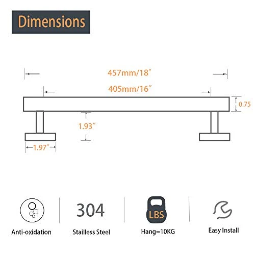 NearMoon Bathroom Towel Bar, Bath Accessories Thicken Stainless Steel Shower Towel Rack For Bathroom, Towel Holder Wall Mounted (Matte Black, 18 Inch) 4 NearMoon Bathroom Towel Bar, Bath Accessories Thicken Stainless Steel Shower Towel Rack For Bathroom, Towel Holder Wall Mounted (Matte Black, 18 Inch) - Image 2