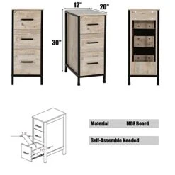 Eclife 12" Bathroom Floor Storage Cabinet, Bathroom 3 Drawers Vanity Side Cabinet W/Metal Frame, Free Standing Tower Storage Organizer For Bathroom, Bedroom, Living Room, Entryway, Space Saving (Oak) -Moen Shop 4158IcaozoL