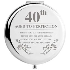 DIDADIC 40th Birthday Gifts For Women Makeup Mirror, 40 Years Old Gifts For Women Turning 40, Happy Birthday For Her Wife Daughter Sister Female Friends (40th Aged To Perfection) -Moen Shop 415BSVEJ56L 1