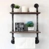 Industrial Pipe Shelf Bathroom Shelves Wall Mounted,19.6in Rustic Wood Shelf With Towel Bar,2 Tier Farmhouse Towel Rack Over Toilet,Pipe Shelving Floating Shelves Towel Holder,Retro Grey -Moen Shop 415NW8vSBPL