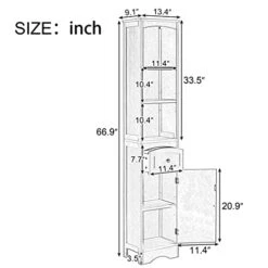 P PURLOVE Bathroom Storage Cabinet, Narrow Tall Slim Floor Cabinet With Drawers And 3 Tier Open Shelves, Tall Storage Cabinet With Door And Adjustable Shelf, For Bathroom, Living Room, Kitchen, Grey -Moen Shop 415X2hv6voL