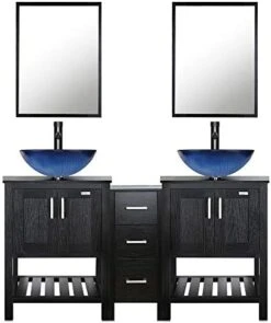 Eclife 60’’ Bathroom Vanity Combo Black W/Side Cabinet Vanity Modern Pedestal Cabinet Set Pedestal Stand Wood With Bathroom Vanity Mirror Soft Closing Cabinet Doors Set (2B06 B11) -Moen Shop 416HxY4RLXL. AC