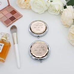 2 Pack Bachelorette Party Gifts For Bride,2 Bride Tribe Mirror,Crystal Pocket Compact Makeup Mirror,Wedding Bridesmaid Gifts-Mirror For Bridal Party,Bridesmaid Proposal Gifts (champagne) -Moen Shop 416QXa7FcOL