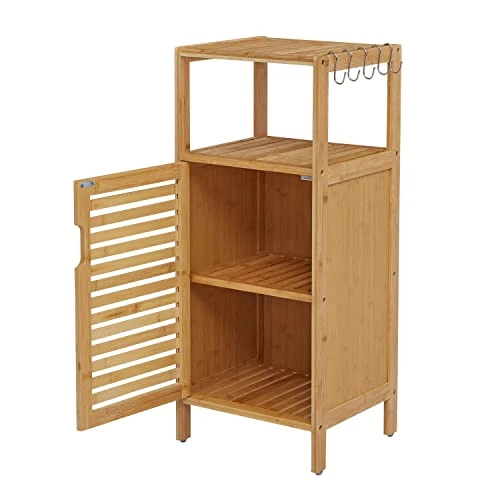 Kinfant Bamboo Bathroom Floor Cabinet Furniture - Free-Standing Storage Cabinet With Single Door And Shelf 4 Kinfant Bamboo Bathroom Floor Cabinet Furniture - Free-Standing Storage Cabinet With Single Door And Shelf - Image 2