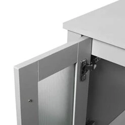 Eclife 48" Grey Bathroom Vanity W/Grey Side Cabinets Combo Modern Pedestal Cabinet Set Pedestal Stand Wood With Bathroom Vanity Mirror Drawers Soft Closing Cabinet Doors Set (B02GY2B11GY) -Moen Shop 41785Kw7HjL