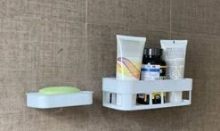 MOHAK Self-Adhesive Plastic Bathroom Corner Rack Storage Shelves Soap Box Stand - White (Combo Bathroom Shelve 1Pcs+ Soap Stand 1Pcs) 11 MOHAK Self-Adhesive Plastic Bathroom Corner Rack Storage Shelves Soap Box Stand - White (Combo Bathroom Shelve 1Pcs+ Soap Stand 1Pcs) -Moen Shop 417knCFMRQL