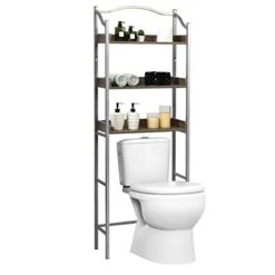 Giantex Over-The-Toilet Spacesaver 3-Tier W/Adjustable Shelves And Sturdy Metal, Easy Assembly Freestanding Bathroom Rack For Essentials Bathroom Storage Organizer Rack (Sliver)