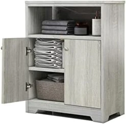 ELESS HOME Bathroom Storage Cabinet, Bathroom Floor Cabinet, Bathroom Cabinets Freestanding With 1 Door And 3 Open Shelves For Living Room Bathroom Home Office -Moen Shop 418JVTyEgiL. AC