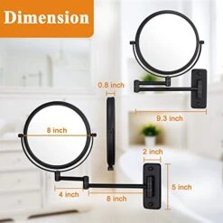 DECLUTTR Wall Mounted Makeup Mirror With 5X Magnification, 8 Inch Double Sided Vanity Magnifying Mirror For Bathroom, Black -Moen Shop 418hdnAUQ3L