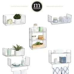 MDesign Steel Wall Mount Towel Rack Storage Organizer Shelf Holder With Towel Bar - For Bathroom, Laundry Room, Kitchen, Garage - Holds Hand Towels, Washcloth - Concerto Collection - Chrome -Moen Shop 4194J3Q4QEL