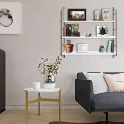 BOLUO Gold Wall Shelf - Bathroom Shelves Modern Decor Living Room Bedroom Kitchen Adjustable 24 Inch Long, White And Gold -Moen Shop 419QLgTfoCL