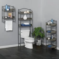Zenna Home 3-Tier Over-The-Toilet Bathroom, Driftwood Gray/Pewter Spacesavers 13 Zenna Home 3-Tier Over-The-Toilet Bathroom, Driftwood Gray/Pewter Spacesavers -Moen Shop 419axrUhWqL