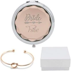 COFOZA Flower Girl Champagne Compact Pocket Makeup Mirror With Rose Gold Knot Bracelet And Gift Box For Wedding Proposal Gift -Moen Shop 41A2coZDskL. AC
