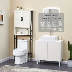 MXARLTR Over The Toilet Storage Cabinet, Over Toilet Bathroom Organizer With Barn Doors Above Toilet Storage Cabinet -Moen Shop 41AJOB1NvYL