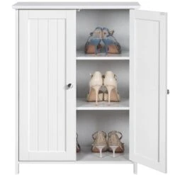 PIMXL Wooden Double Door Bathroom Storage Floor Cabinet (Color : White)