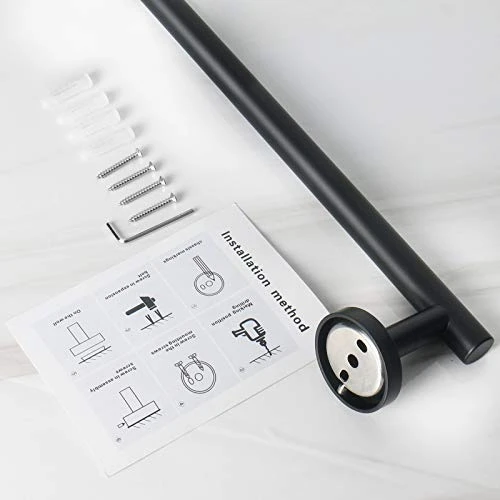 NearMoon Bathroom Towel Bar, Bath Accessories Thicken Stainless Steel Shower Towel Rack For Bathroom, Towel Holder Wall Mounted (Matte Black, 18 Inch) 8 NearMoon Bathroom Towel Bar, Bath Accessories Thicken Stainless Steel Shower Towel Rack For Bathroom, Towel Holder Wall Mounted (Matte Black, 18 Inch) - Image 6