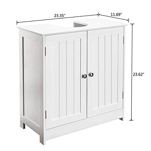Bathroom Floor Storage Cabinet,Bathroom Single Vanity Cabinet Under Sink Storage,Space Saver Organizer Freestanding W/Shelf And Double Doors 5 Bathroom Floor Storage Cabinet,Bathroom Single Vanity Cabinet Under Sink Storage,Space Saver Organizer Freestanding W/Shelf And Double Doors - Image 3