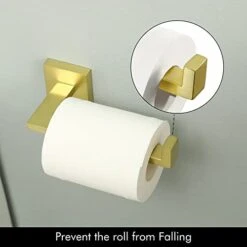 KES Gold Bathroom Hardware Set 2 Pieces, Toilet Paper Holder And Towel Ring Square Wall Mount, SUS304 Stainless Steel Brushed Gold, LA225BZ-22 -Moen Shop 41BNsr3VsPL