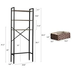 Holywarm Over The Toilet Storage With Basket 3-Tier Over The Toilet Storage Cabinet With Adjustable Feet,Multifunctional Over Toilet Bathroom Organizer Bathroom Shelves Easy To Assemble, Greige -Moen Shop 41ByMEl4zpL