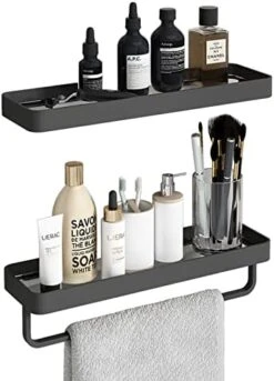 Danpoo Black Floating Shelf Bathroom Wall Shelf, 16" Tempered Glass Shelf Wall Mounted -Moen Shop 41C8uvKcgEL. AC