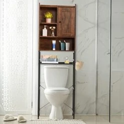 ALIMORDEN Over-The-Toilet Storage Rack, 3-Tier Bathroom Storage Organizer, Freestanding Space Saver With 2 Hooks For Paper Holder -Moen Shop 41CWGoGCs2L. AC