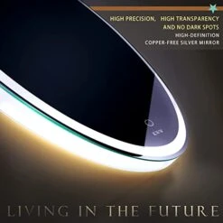 KWW 32 Inch Large Modern LED Round Bathroom Vanity Mirror, Color Temperature Adjustable, Anti-Fog Dimmable Lights, Easy To Install, Wall Mounted Makeup Mirror With Smart Touch Button -Moen Shop 41CcbPHDTvL