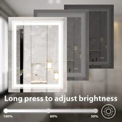 JSneijder 28x36 Led Bathroom Mirror,led Mirror With Lights,Dimmable Anti-Fog Mirror