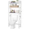 Homykic Over The Toilet Storage, Bamboo 3-Tier Over-The-Toilet Space Saver Organizer Rack, Stable Freestanding Above Toilet Stand With 3 Hooks For Bathroom, Restroom, Laundry, White -Moen Shop 41CmpaUCDpS