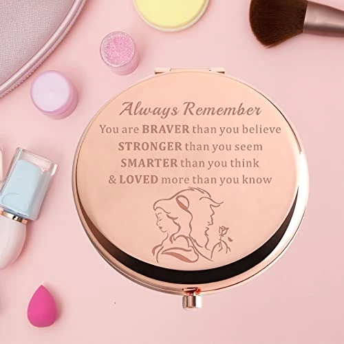 KEYCHIN Beauty Fairy Movie Pocket Mirror Princess Belle Fans Gifts Always Remember You Are Braver Stronger Smarter Than You Think Compact Mirror For Women Girls Teenagers (Beauty Beast Mirror-RG) 6 KEYCHIN Beauty Fairy Movie Pocket Mirror Princess Belle Fans Gifts Always Remember You Are Braver Stronger Smarter Than You Think Compact Mirror For Women Girls Teenagers (Beauty Beast Mirror-RG) - Image 4