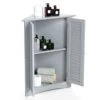 GLACER 3-Shelf Corner Cabinet, Freestanding Bathroom Floor Cabinet With Double Shutter Doors And Adjustable Shelf, Suitable For Bathroom, Living Room, Bedroom, Kitchen, 25 X 12.5 X 32 Inches (Grey)