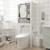 SOSPIRO Farmhouse Over The Toilet Storage With Sliding Barn Door, Freestanding Bathroom Over The Toilet Organizer Above Toilet Storage Cabinet With Adjustable Shelf, Tall Bathroom Space Saver, White1 -Moen Shop 41EgJpg8TFL