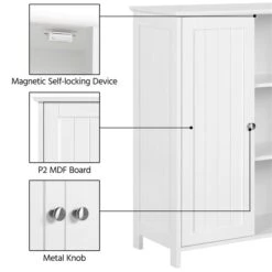 PIMXL Wooden Double Door Bathroom Storage Floor Cabinet (Color : White) -Moen Shop 41F4jqEDb3L