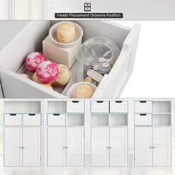 HORSTORS Bathroom Cabinet, Floor Storage Cabinet With 2 Doors And 2 Drawers, Free Standing Wooden Storage Organizer for Bathroom, Living Room, Hallway, White -Moen Shop 41FF0pk0rQL