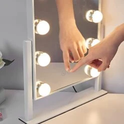 Kotdning Vanity Mirror With Lights,Lighted Vanity Mirror With 9 Dimmable Bulbs For Dressing Room & Bedroom,3 Color Lighting,Modes Detachable 10x Magnification 360°Ratation(White) -Moen Shop 41FJzLM1N0L