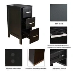 Eclife 60’’ Bathroom Vanity Combo Black W/Side Cabinet Vanity Modern Pedestal Cabinet Set Pedestal Stand Wood With Bathroom Vanity Mirror Soft Closing Cabinet Doors Set (2B06 B11) -Moen Shop 41GrPWGKzJL